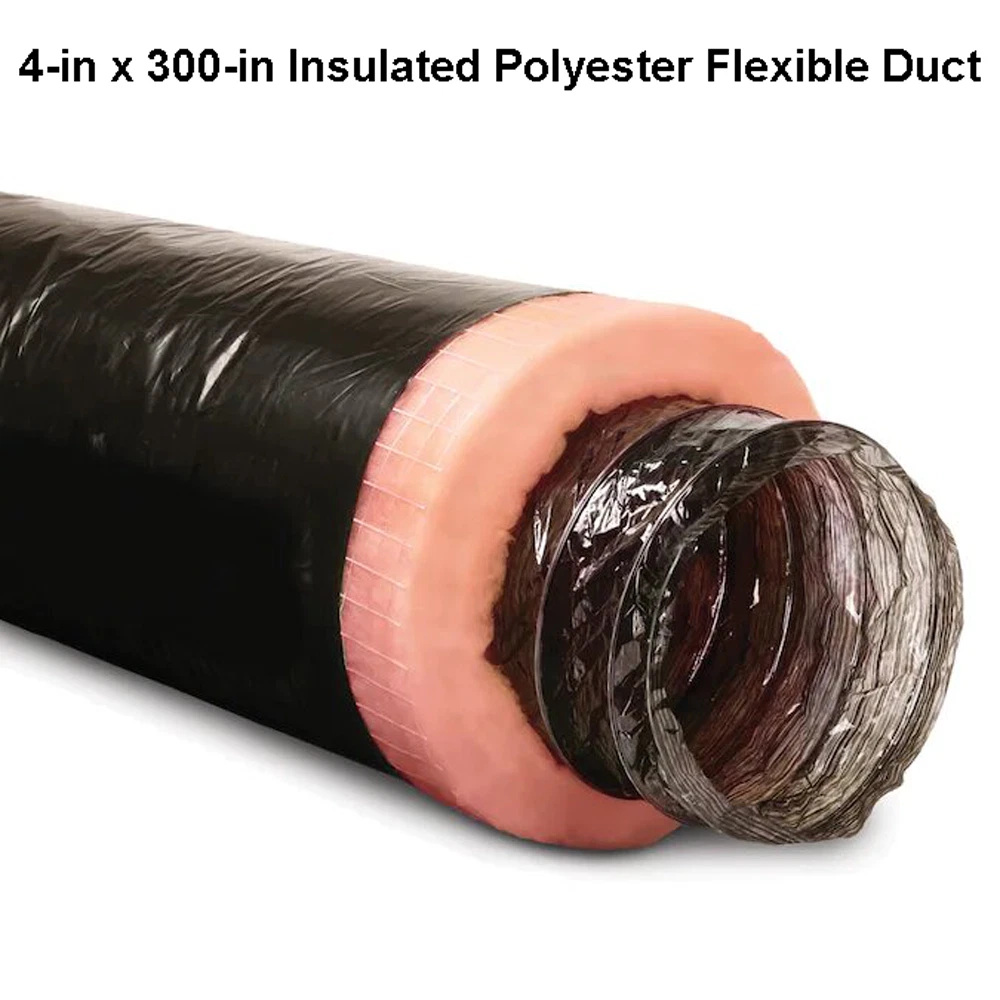 4-in x 25-Ft Insulated Flexible Round Flex Duct Tube R6 Heating/AC Black  Venting | eBay