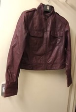 News South Dark Red Real Leather Jacket Size 12