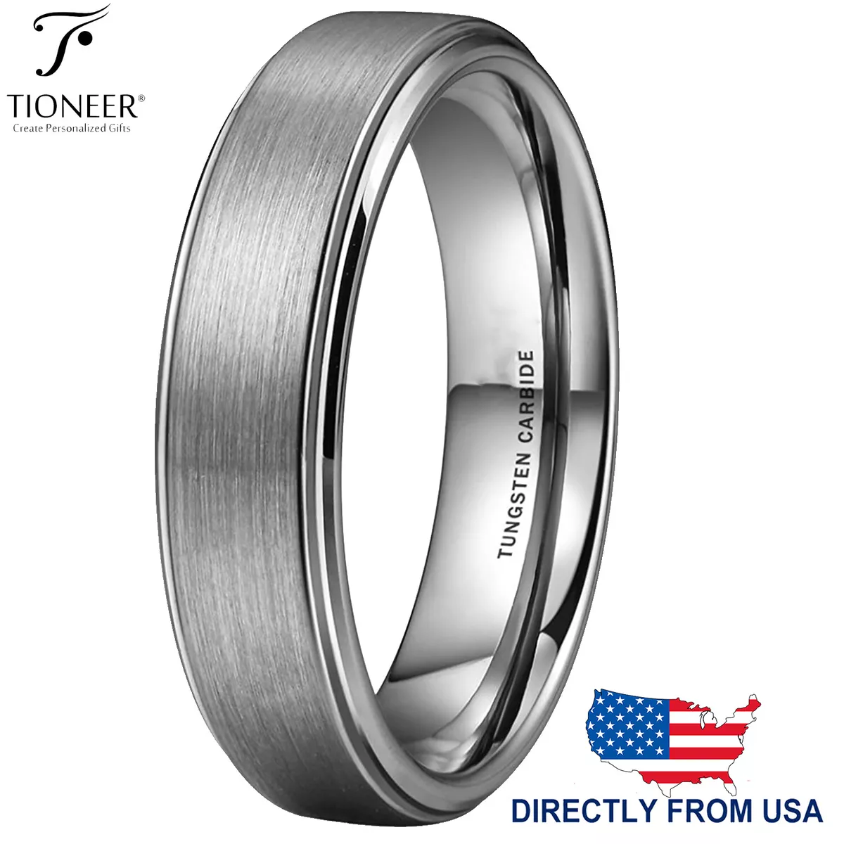 Tungsten Carbide 6MM Brushed Center Wedding Band Ring Mens Womens