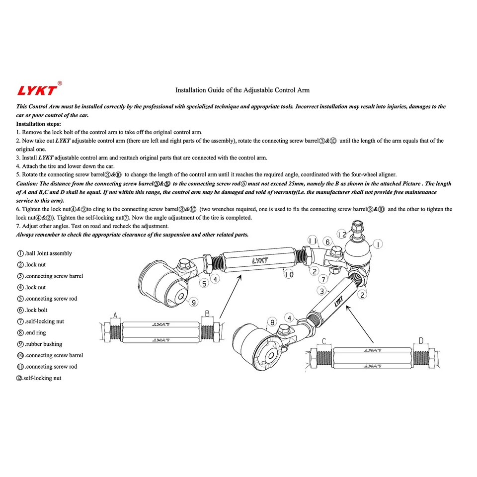 LYKT 2pcs Adjustable Arms Front Camber Kit for Benz CL500/600、55/65AMG  S350～600 - Изображение 2 из 4