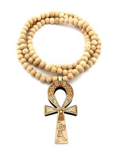 NEW EGYPTIAN ANKH WOODEN NECKLACE
