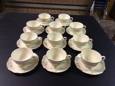 Set of 11 Homer Laughlin HLCM217 Marigold Coffee Cups and Saucers (Very Good)