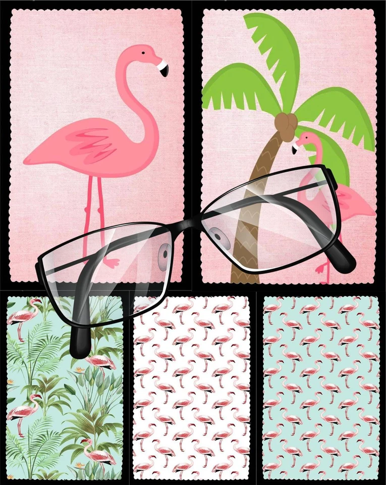 GLASSES CLEANING CLOTH PINK FLAMINGO DESIGN PERFECT GIFT IDEA