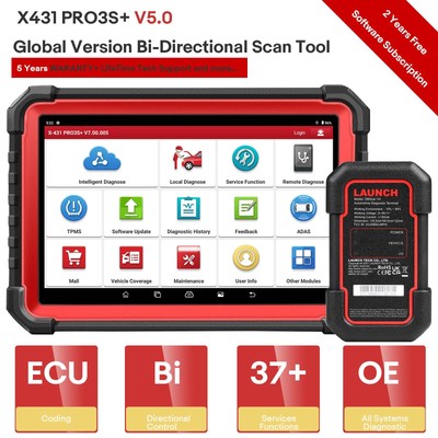LAUNCH X431 PRO3S+ V5.0 Full System Bi-Directional Scanner ECU Coding Bluetooth