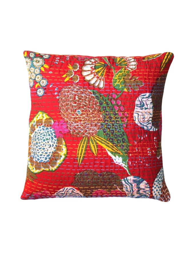 5 PC Indian Handmade Cushion Bed Pillow Covers Sofa Kantha Home Decor 16 x 16" - Image 2 of 4
