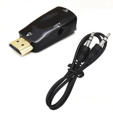 HDMI to  VGA Adapter 1080p Converter HDTV for Beamer PC Laptop 3,5mm Audio Cable