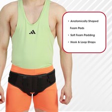 Hernia Support Belt for Men Truss for Inguinal with 2 Removable Compression Pads