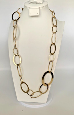 Linea By Dell Olio Gold Tone Necklace of Oval links of different sizes  BNWT