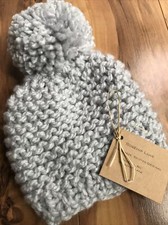 NEW Hand Knitted Baby Boy Girl Beanie Hat Cap Newborn Light Gray