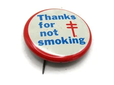 Thank You For Not Smoking Pin White Background Blue Lettering