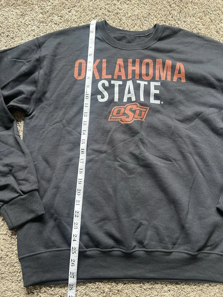 Crewneck Sweatshirt Shirt Large Oklahoma State Cowboys OSU Black Unbranded - Image 4 of 4