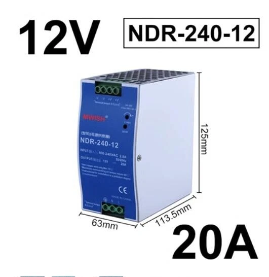 1PCS Meanwell NDR-240-12 V20A240W AC to DC track switching power supply new