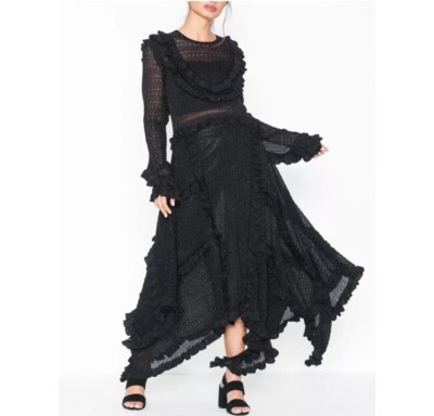 By Malene Birger Erna asymmetric ruffled pointelle-knit lurex maxi dress XS  $595 | eBay