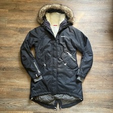 Didriksons Lindsey Women Parka Jacket Size 36 M Hooded Insulated Sherpa S6751