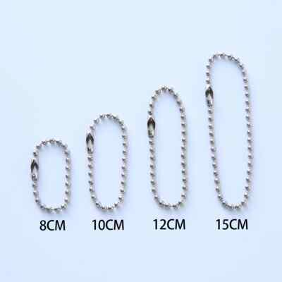 50/100/500PC Round Ball Bead Chains 8/10/12/15cm Length Keychain Tag Bulk Chains