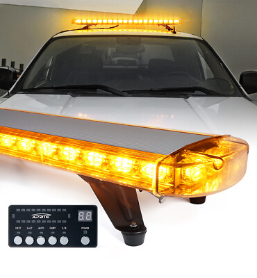 48 In LED Strobe Light Bar Amber Rooftop Emergency Hazard Warning Control Panel