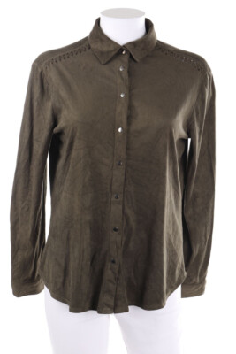 ZARA Blouse Faux Leather Lacing M olive brown