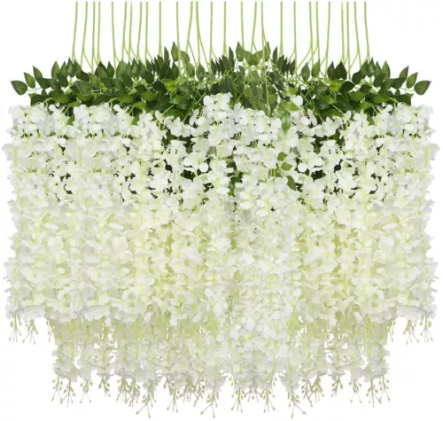 Guirnalda de vid de glicinia artificial 24 un. planta de flores falsas jardín decoración de bodas - Imagen 24 de 38