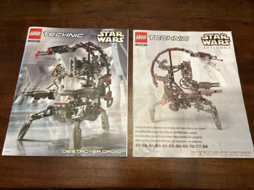 Lego Destroyer Droid 8002 Instruction Manual + Amendment Sheets EXCELLENT Cond