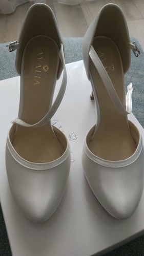 scarpe sposa avalia dona avorio raso, 38 mai usate con cinturino tacco 9.5  | eBay
