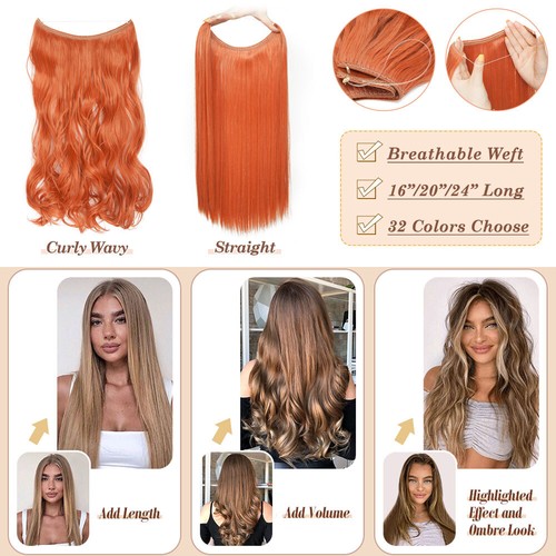 US Wire In Hair Extensions Elastic Band Secret Miracle Ring 100% Real AS Human H - Picture 42 of 59