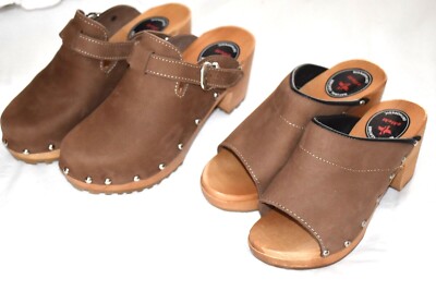 Damen Leder Holzschuhe Sandalen Clogs gartenschuhe hüttenschuhe