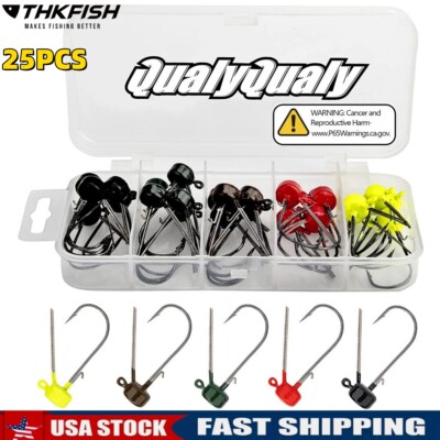 25pcs Mushroom Jig Head Fishing Hook Weedless Barbed Fishing Hook Ned Rig