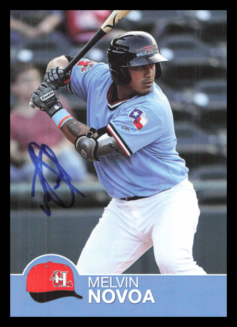 19 Hickory Crawdads DAV MELVIN NOVOA Signed Card autograph auto RANGERS