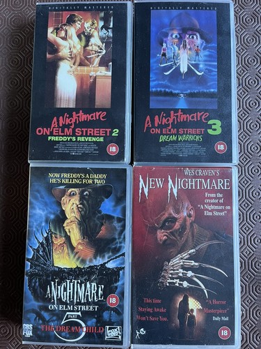A Nightmare On Elm Street Parts 2,3 And 5 & A New Nightmare Horror Vhs Bundle - Picture 1 of 8