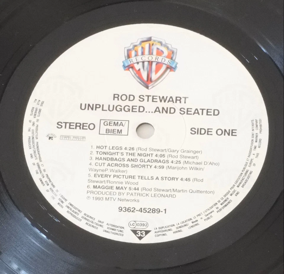 Rod Stewart Unplugged Ronnie Wood Vinyl 1st Press Warner Brothers 1993 EU RARE - Image 2 of 4
