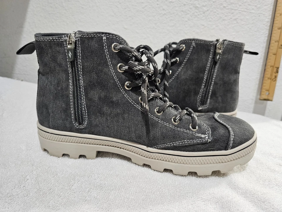 Zapatos informales Skechers para mujer talla 8 de mezclilla carbón de caña alta con cremallera de encaje Foto 4 de 4