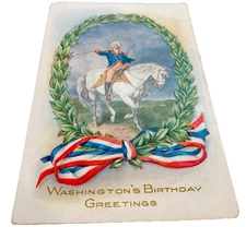 Whitney made George Washington Birthday holiday embossed patriotic postcard