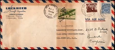 US & Ireland Airmail Postal History Dual Franked Forwarded Lockheed Aircraft Co.