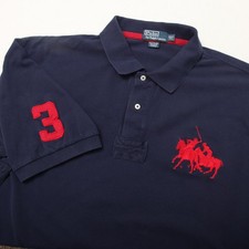 Polo Ralph Lauren Polo Shirt Mens 2XLT Tall Navy Big Pony 3 Patch Embroidered
