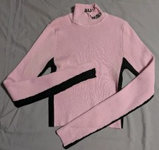 Hello Kitty x Forever 21 Pink Rib Knit Crop Mock Neck Sweater Girls See Measure