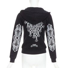 A&G Rock n Roll Couture Amal Guessou black 925 silver dagger crop hoodie S