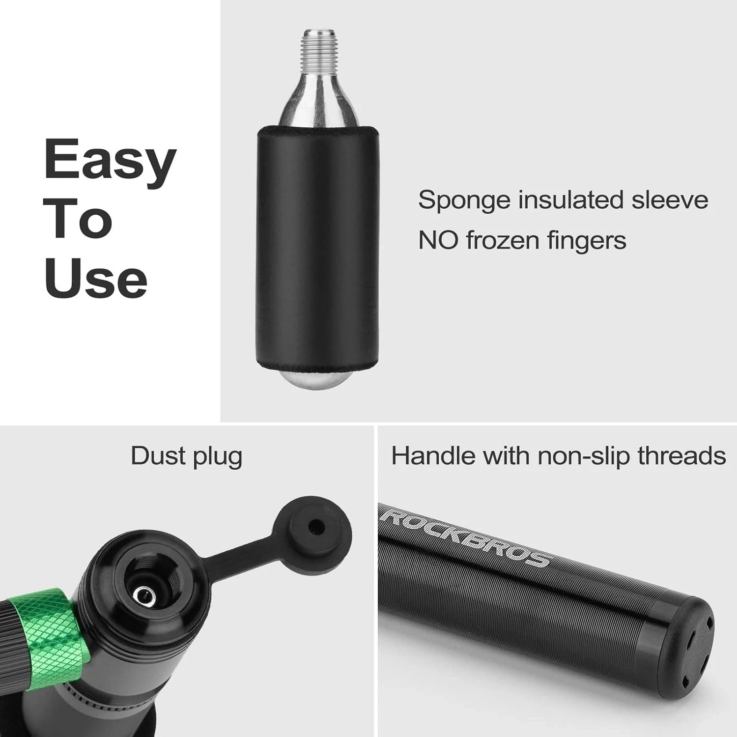 ROCKBROS Mini Bike Pump-Presta &Schrader Bicycle Pump-110 PSI Tire Pump Portable