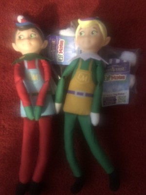 2 Elf on The Shelf Elf Mates :  Toy Maker + Chef with Scarf & Earmuffs