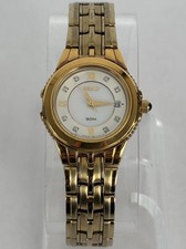 Seiko 7N52-0DH0 25mm Gold Tone Quartz Date Watch w/Bracelet & New Battery