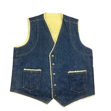 Vintage Big Smith dark wash denim Sherpa lined vest union made size XL