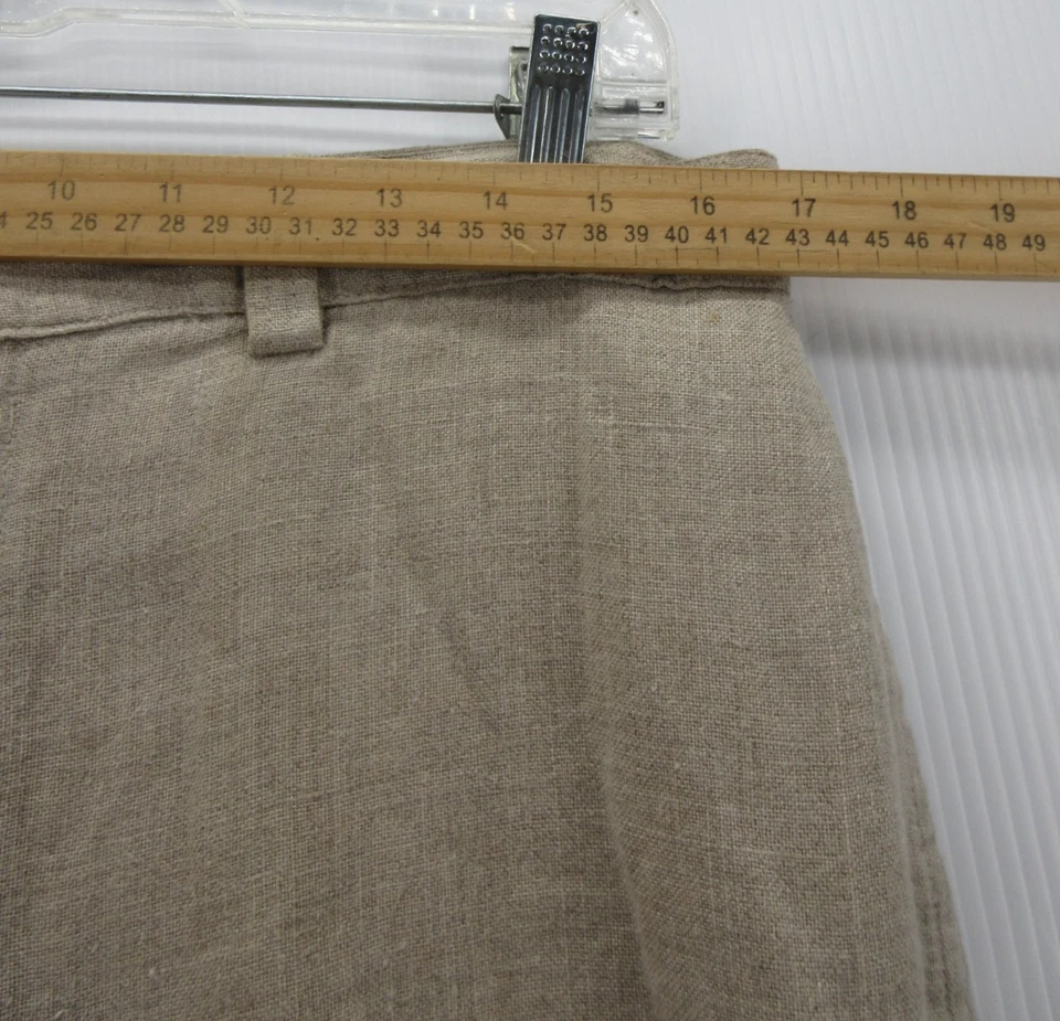 VINTAGE Gap Pants Men 34X30 Beige Khaki Linen Trousers Safari Baggy High Rise - Image 4 of 4