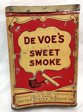 Vintage De Voe's Sweet Smoke Tobacco Tin U. S. Tobacco Co.