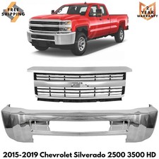Front Bumper Chrome Grille Kit For 2015-2019 Chevy Silverado 2500 Hd 3500 Hd