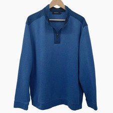 Bugatchi 1/4 Zip Performance Pullover Men's XXL Blue Long Sleeve Knit Golf
