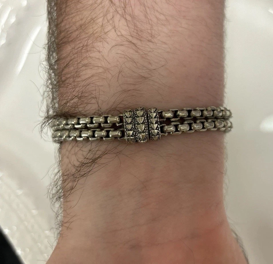 Pulsera de eslabones de cadena doble escala cocodrilo David Yurman para hombre Foto 3 de 4