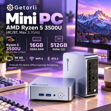 Getorli GT101 Mini PC Ryzen 5 3500U 16GB DDR4 512GB NVMe SSD WiFi 6 BT5.3 4K HDM