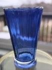 Anchor Hocking Vase Blue Glass Vintage Scalloped Edge 9.75"H X 6"D