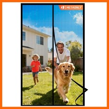 Magnetic Screen Door Mesh Fits 36" x 80" Door - Curtain Size 38" x 82", Works...