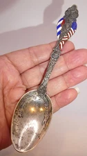 1898 GORHAM SPANISH AMERICAN WAR STERLING SILVER ENAMEL SPOON CUBA LIBRE RARE!