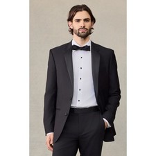 The Black Tux Merino Wool Two Button Notch Tuxedo Jacket Black Mens Size 44R